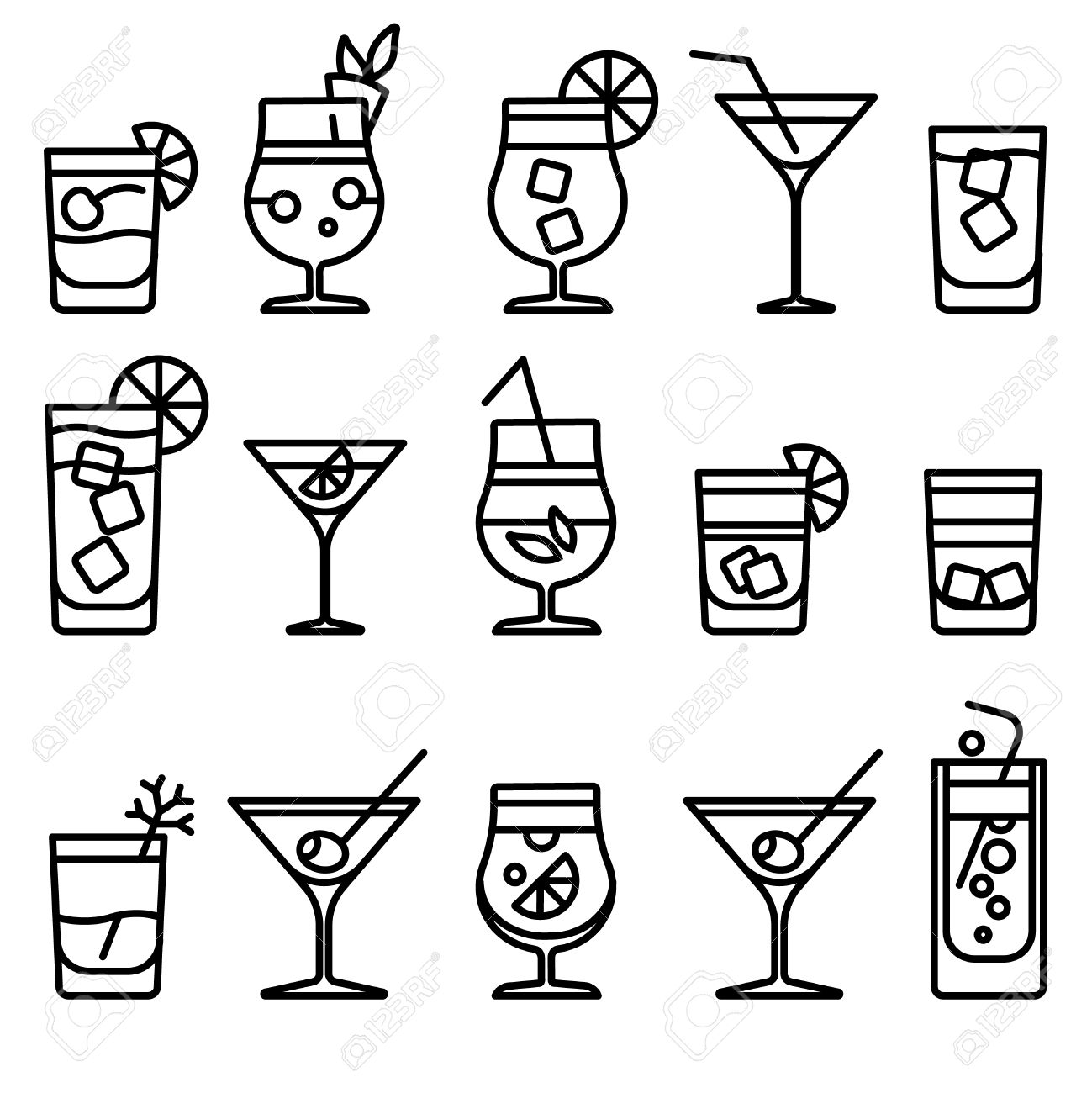 Featured image of post Outline Cocktail Clipart Black And White